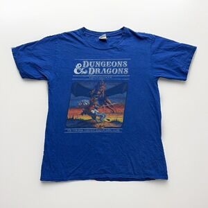 Vintage Dungeons & Dragons Blue T Shirt S Original Artwork Distressed Graphic